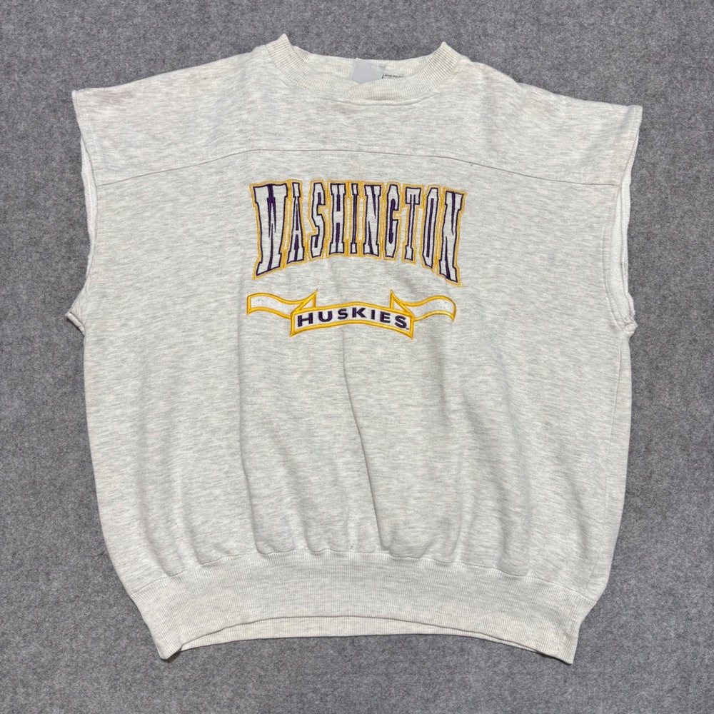 Vintage College Concepts Washington Huskies Sleeveless Sweatshirt Gray XL